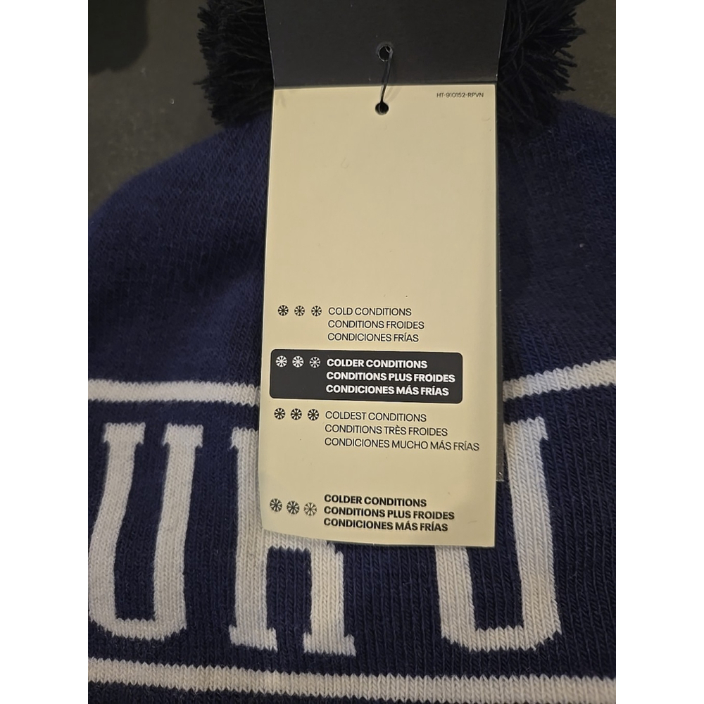 UNDER ARMOUR Mens "HalfTime Pom" Knit Beanie OSFM Ret@$28 Blue/white (C-31) - Picture 3 of 4